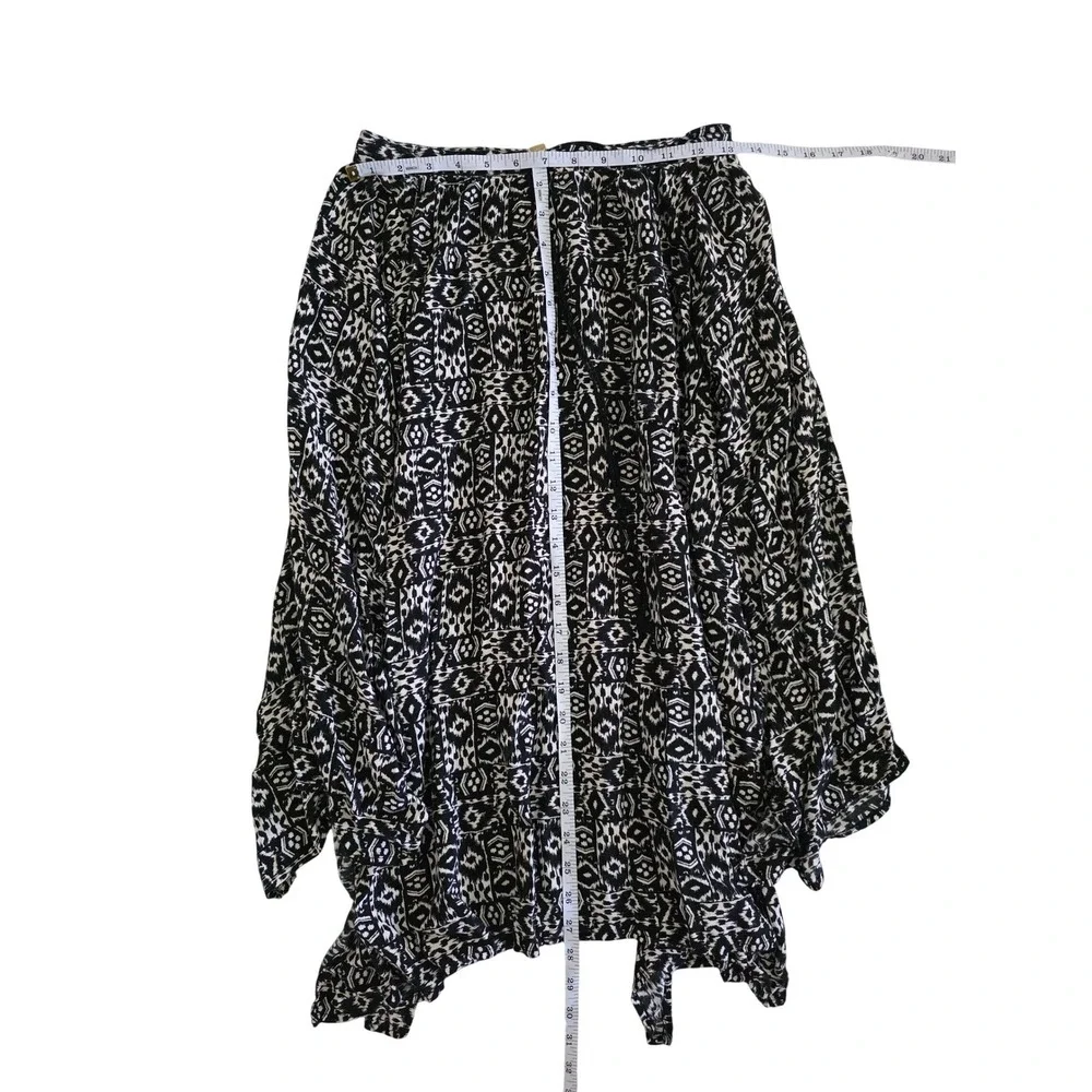 Hollister Womens Black White Geometric Tribal Sharkbite Hem Midi‎ Skirt Small